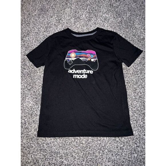 Old Navy Boys Black "Adventure Mode"‎ short sleeve shirt size 6/7 - Picture 1 of 4
